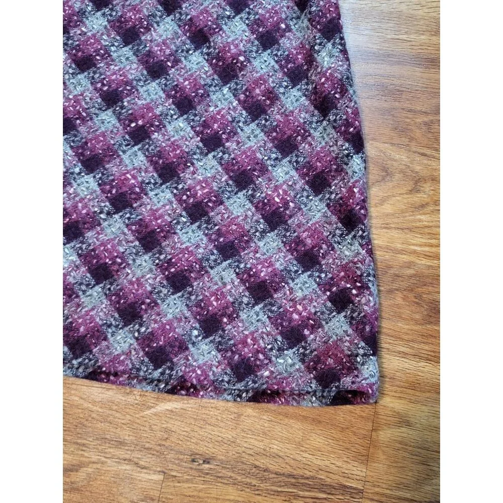 Hobbs‎ Made In England Pink Plaid Wool Blend Skirt Lined Size 14 (England)